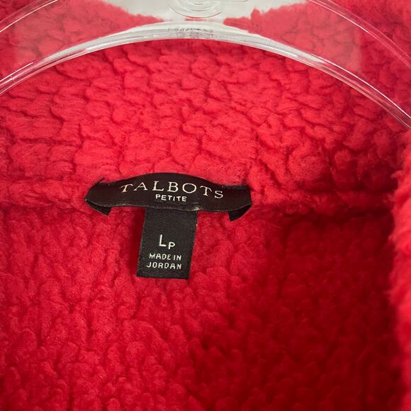 Talbots | Hot Pink Sherpa Polyester Jacket Womens Large PETITE - Picture 4 of 6